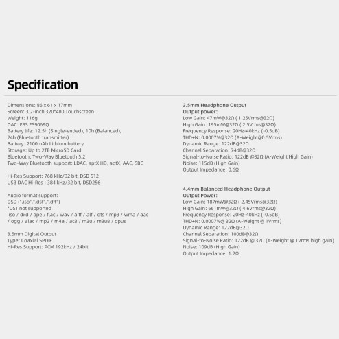 M1 Plus Hi-Res Portable Player