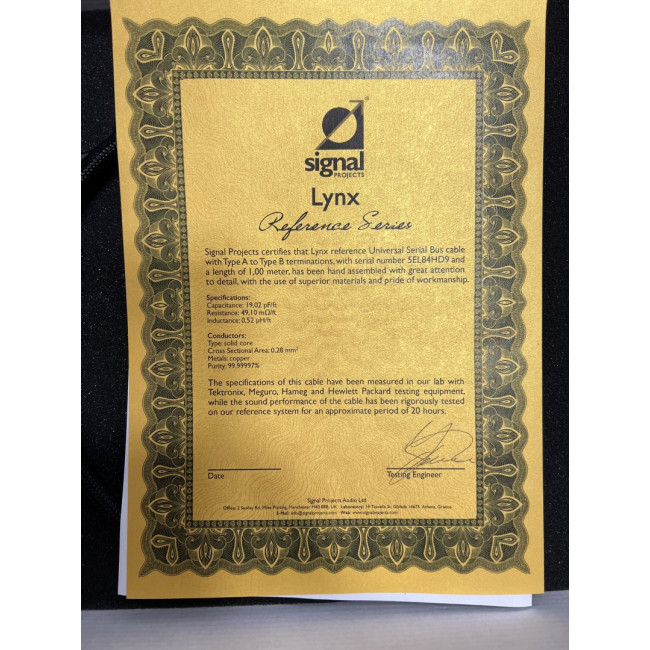 Signal Projects LYNX 1m USB A-B Cable