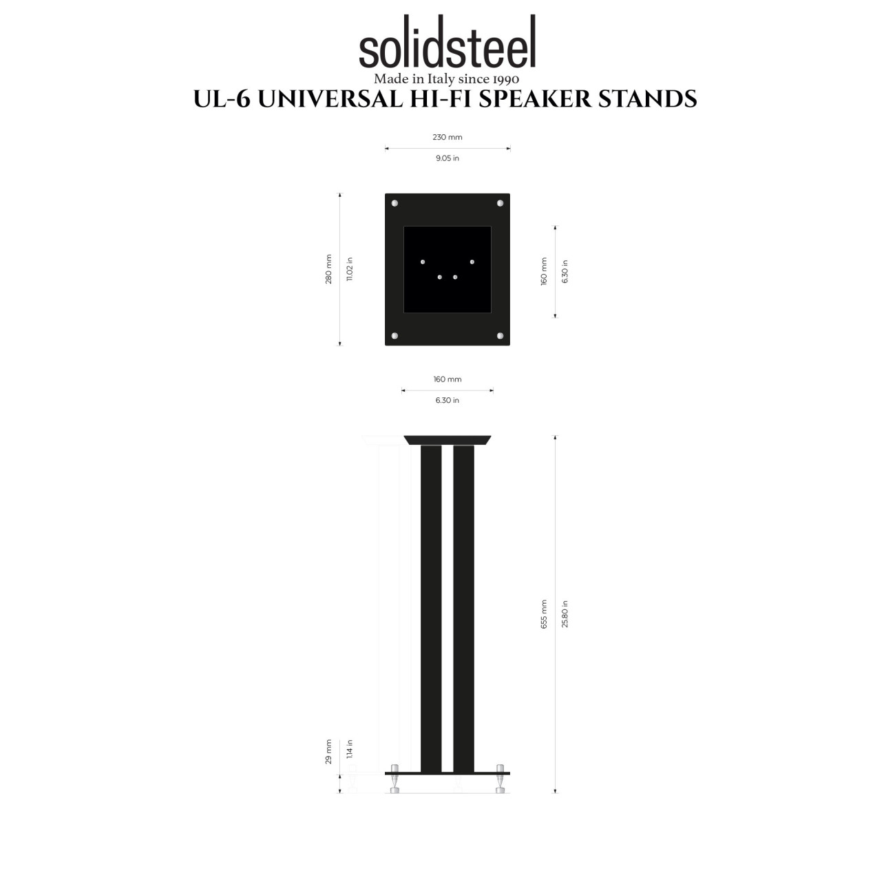 SolidSteel UL-6 Speaker Stand Black