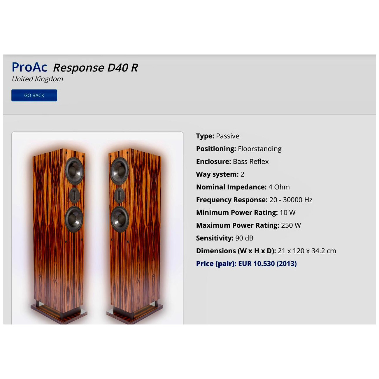 ProAc Response D40R Ribbon Cherry* (*PRE-OWNED)